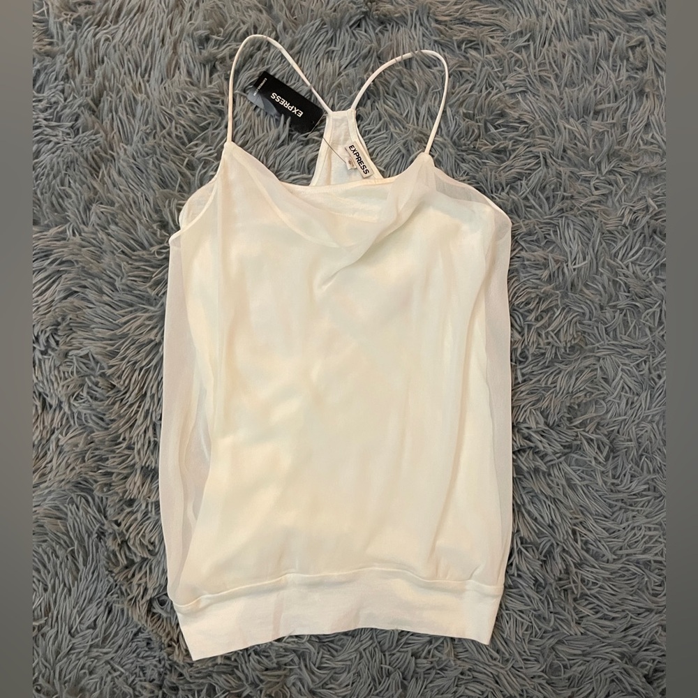 NWT Express Womens Layered Racerback Camisole Tank Top in cream white color